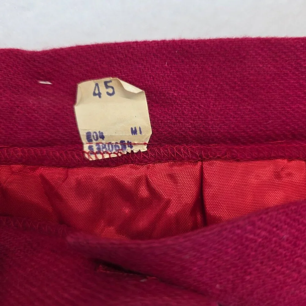 Vintage Wool A Line Midi Skirt Sz 4 Red Deadstock Vibrant Quiet Luxury Office